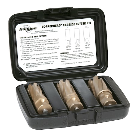 Hougen Copperhead Carbide Cutter Kit 11/16, 13/16, 15/16 in. 1 in. DOC 18983-1